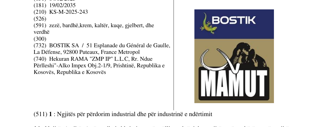 Zëri i markës BOSTIK në buletin