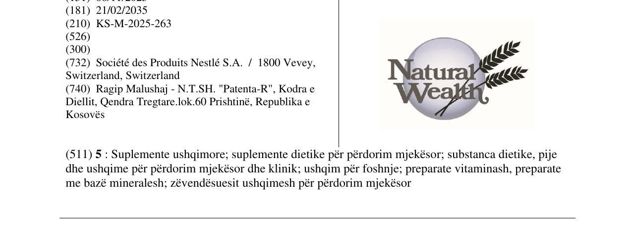 Zëri i markës Natural Wealth në buletin