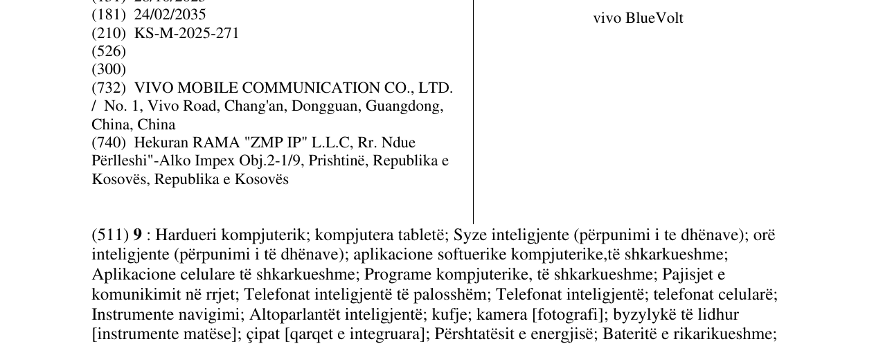 Zëri i markës vivo BlueVolt në buletin