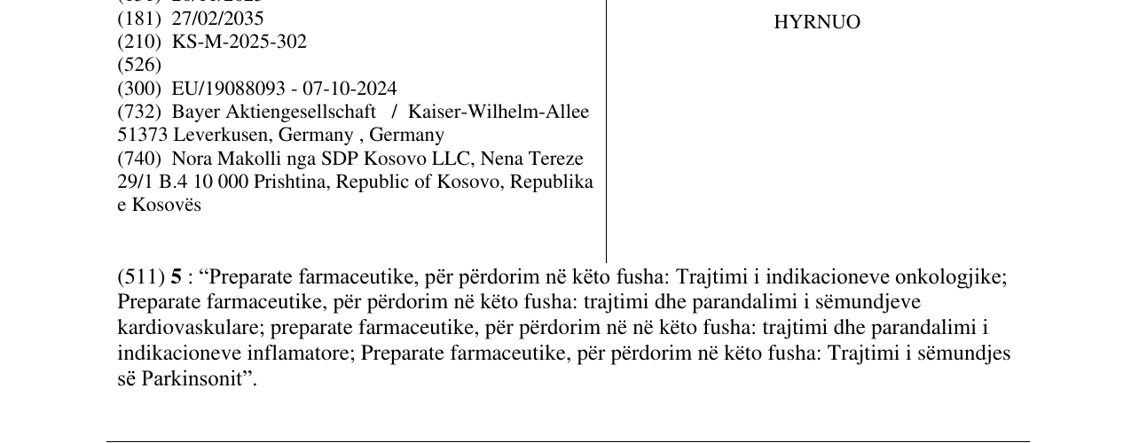 Zëri i markës HYRNUO në buletin