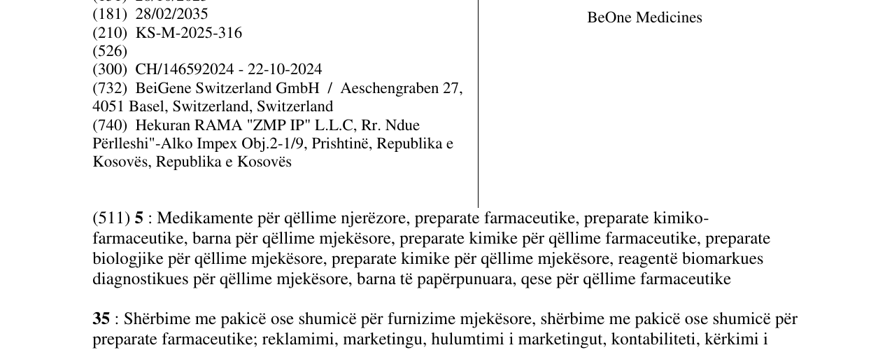 Zëri i markës BeOne Medicines në buletin
