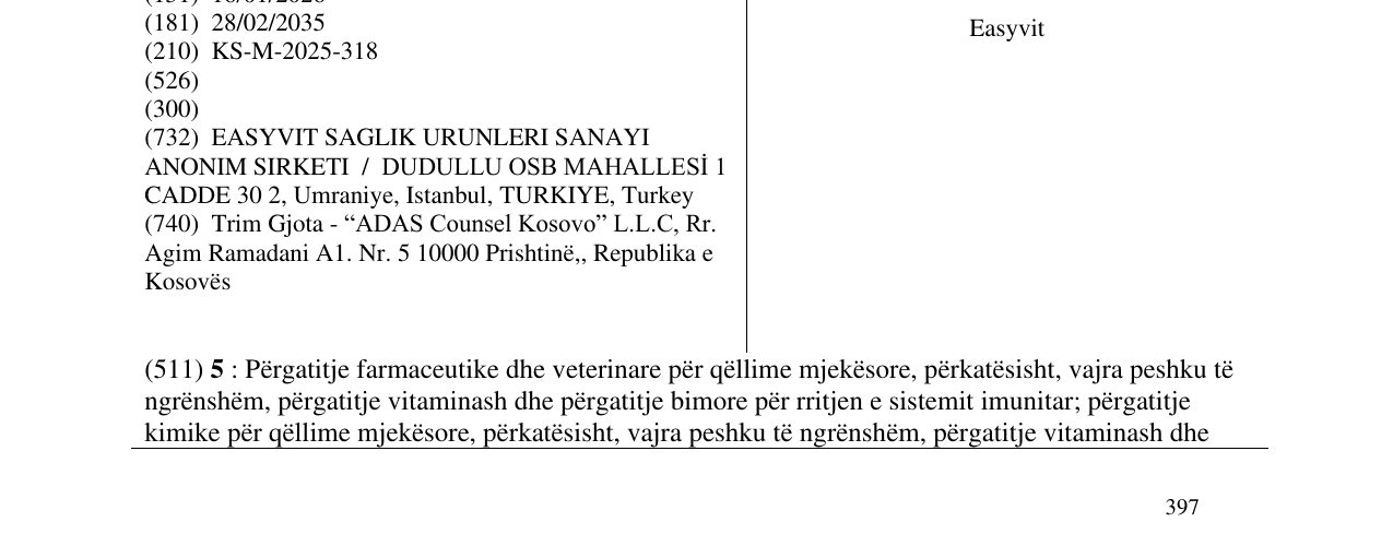 Zëri i markës Easyvit në buletin