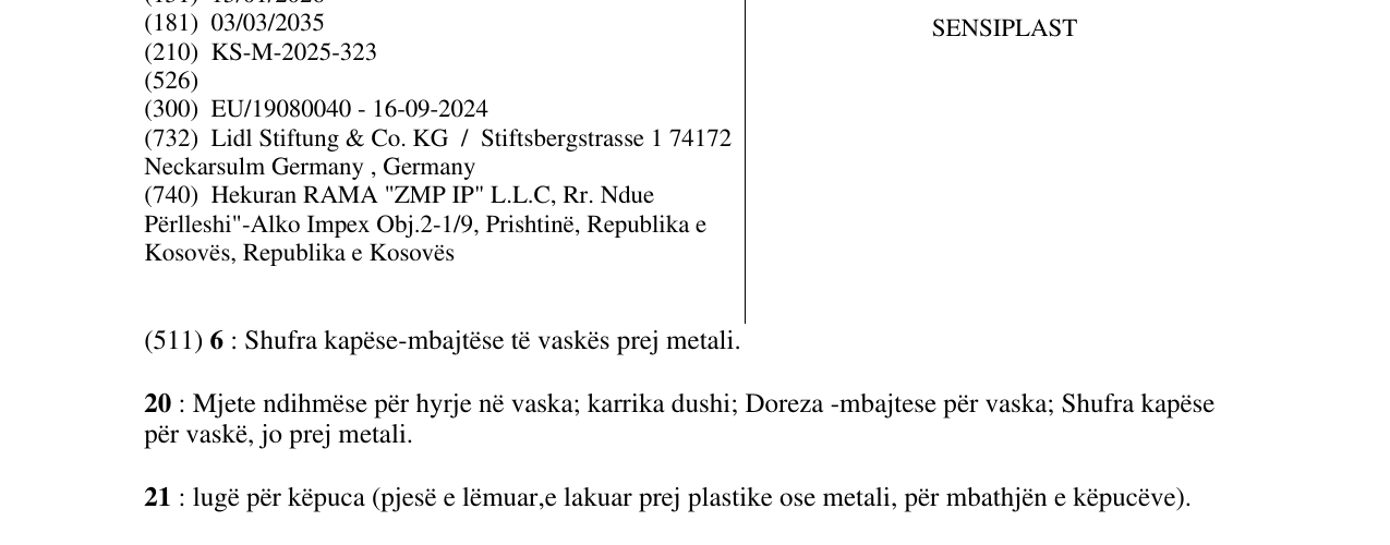 Zëri i markës SENSIPLAST në buletin