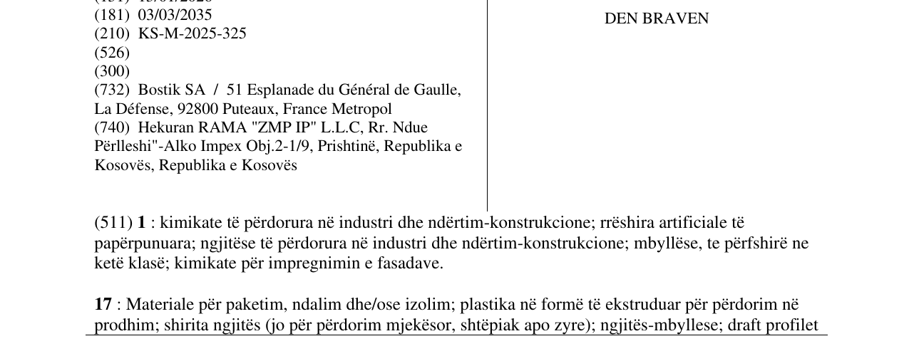Zëri i markës DEN BRAVEN në buletin