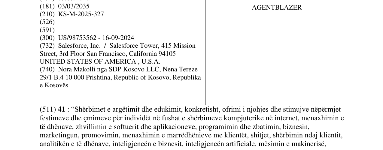 Zëri i markës AGENTBLAZER në buletin
