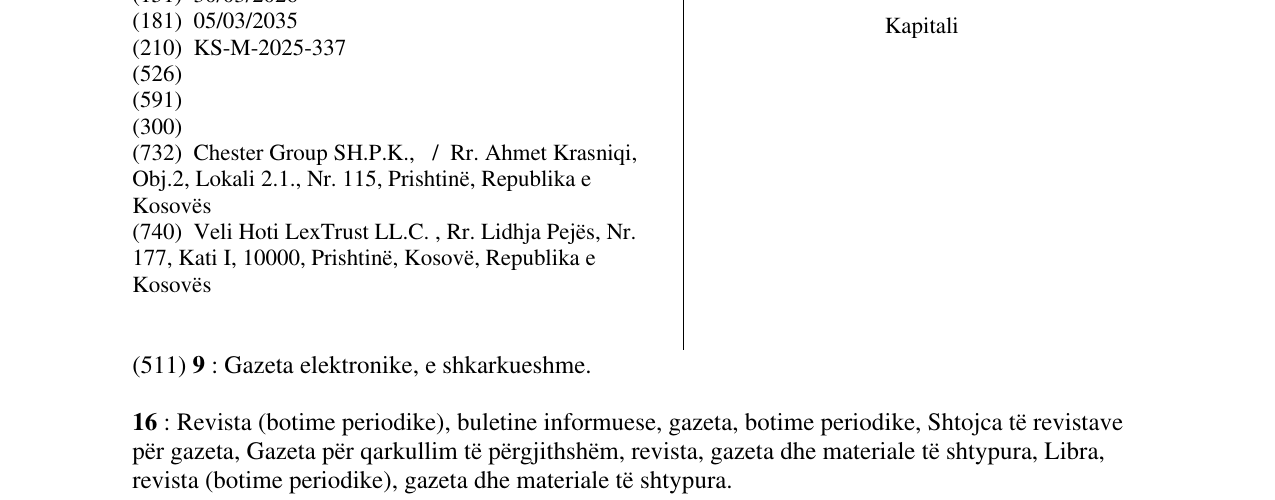 Zëri i markës Kapitali në buletin