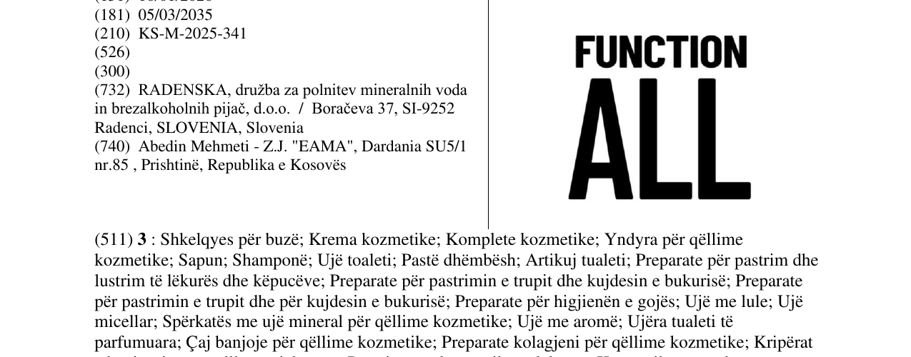 Zëri i markës FUNCTION ALL në buletin
