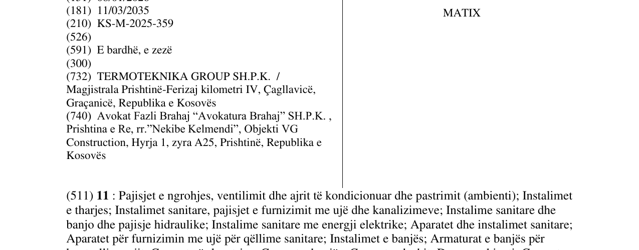 Zëri i markës MATIX në buletin