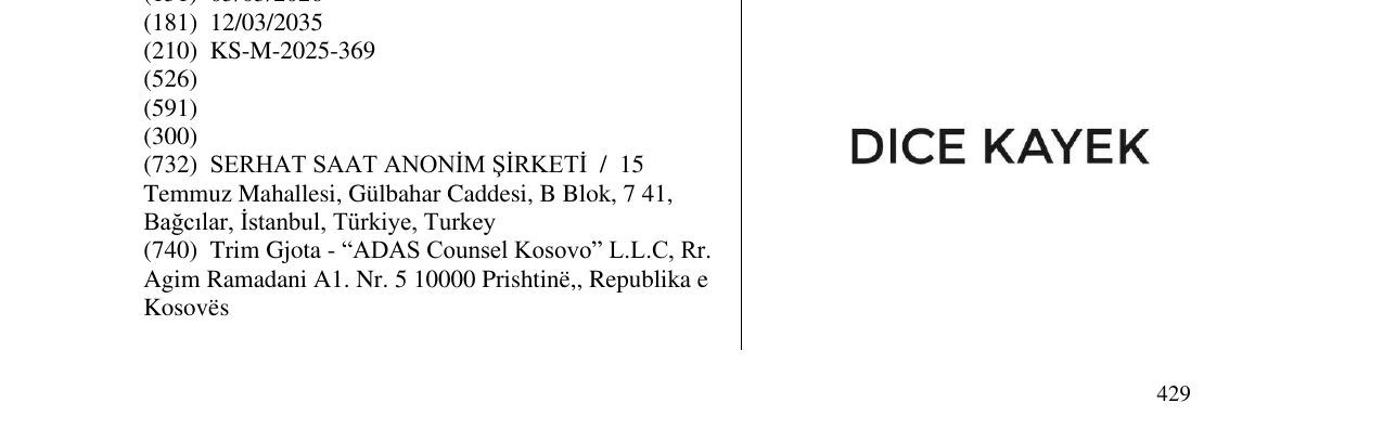 Zëri i markës DICE KAYEK në buletin