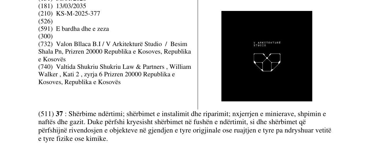 Zëri i markës V ARKITEKTURE STUDIO në buletin