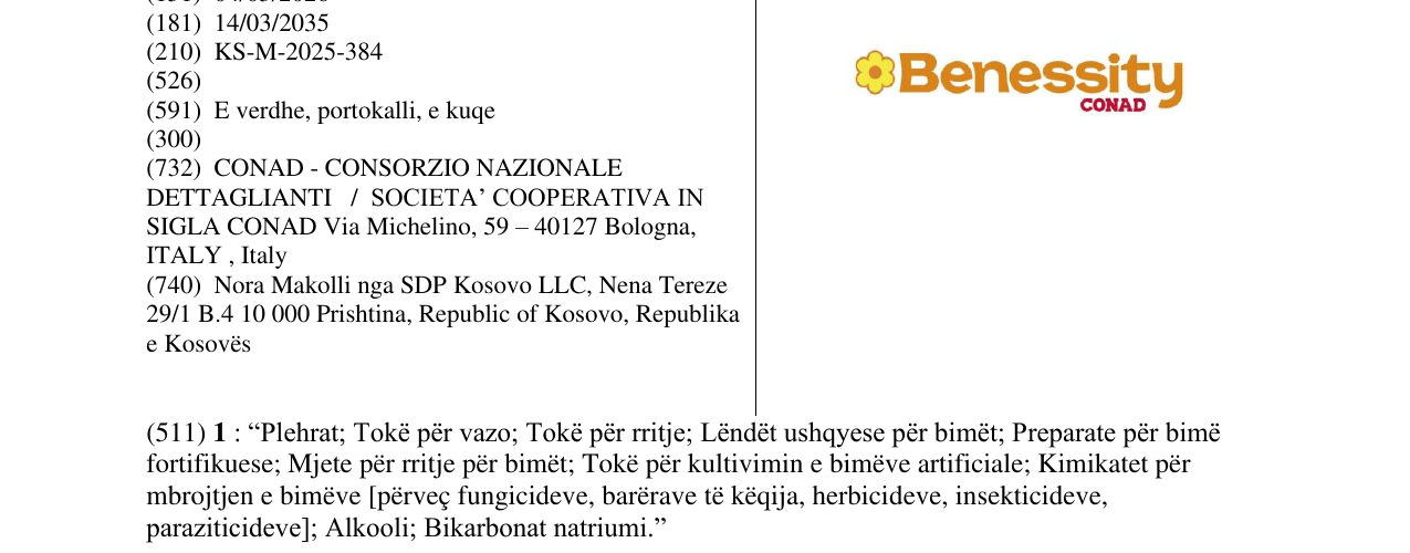 Zëri i markës Benesity CONAD në buletin