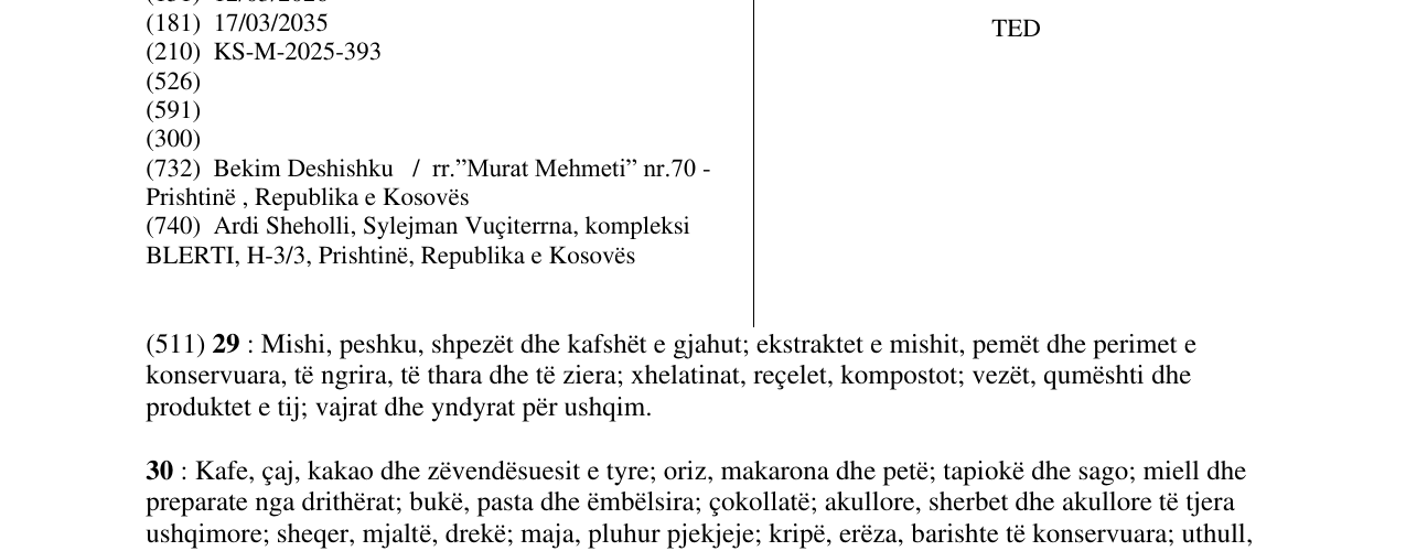 Zëri i markës TED në buletin