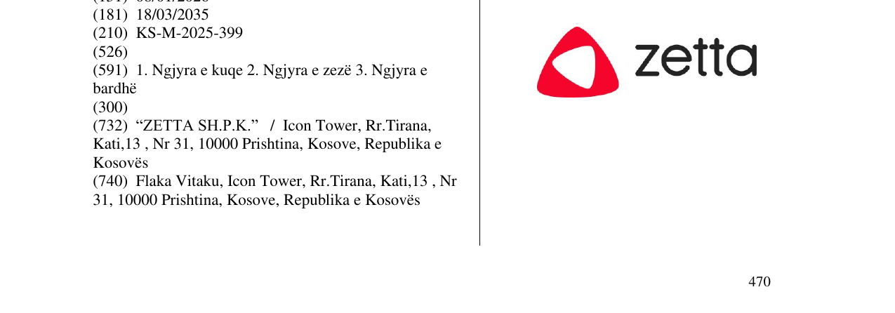 Zëri i markës zetta në buletin