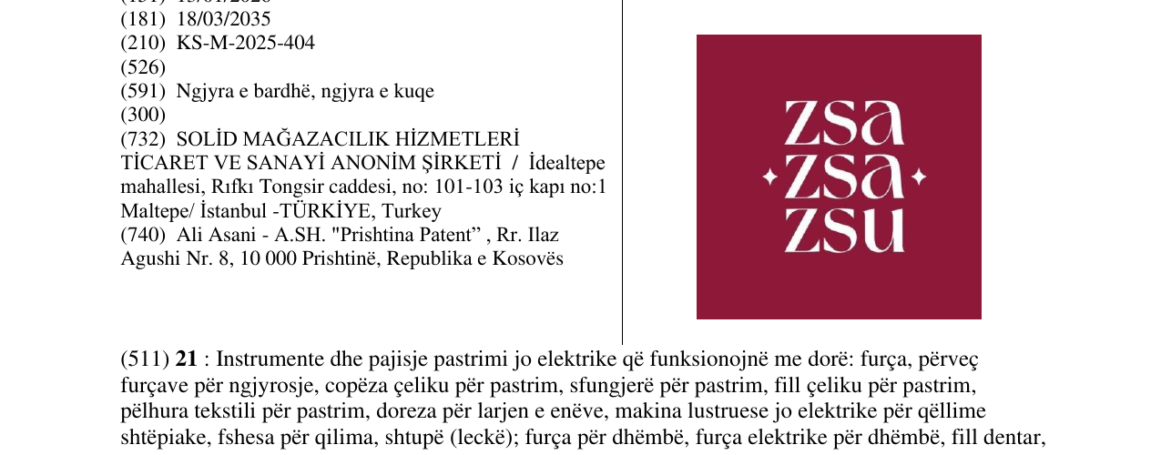 Zëri i markës ZSA ZSA ZSU në buletin