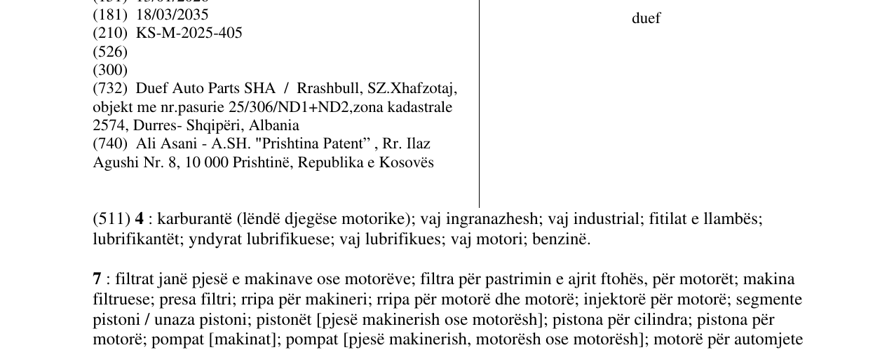 Zëri i markës duef në buletin