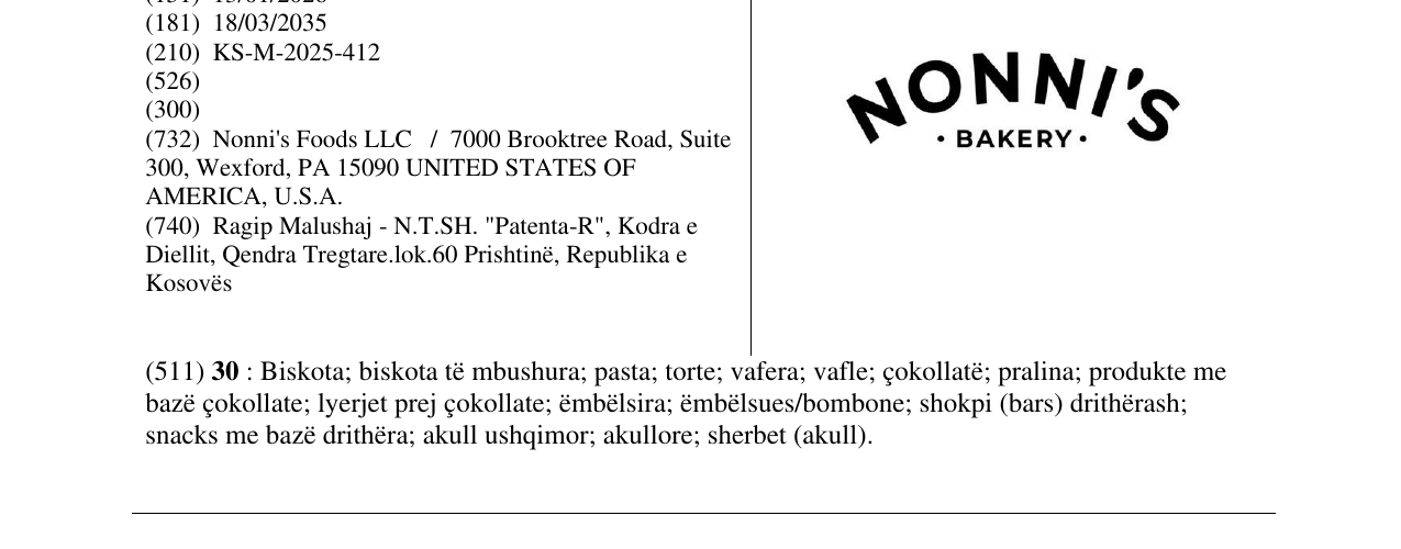 Zëri i markës NONNI'S në buletin