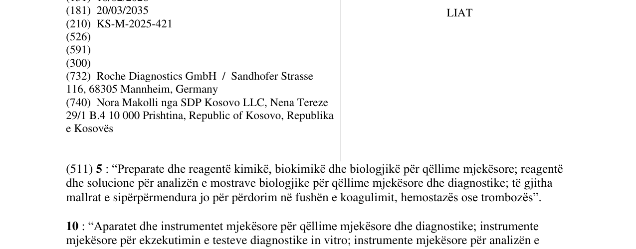 Zëri i markës LIAT në buletin