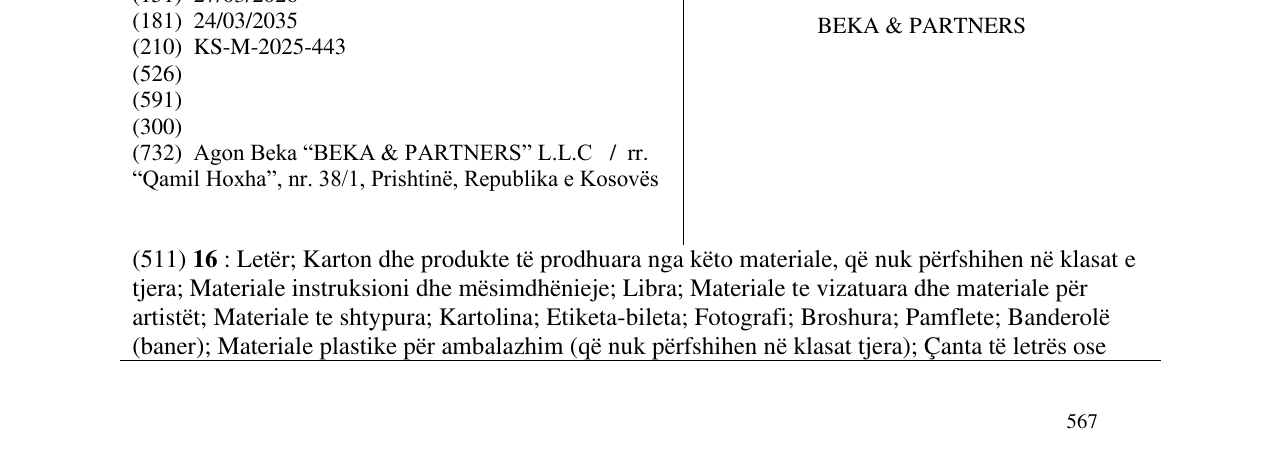 Zëri i markës BEKA & PARTNERS në buletin