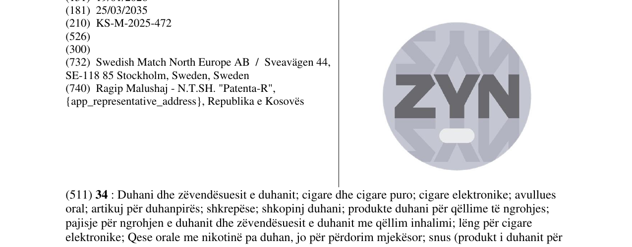 Zëri i markës ZYN në buletin