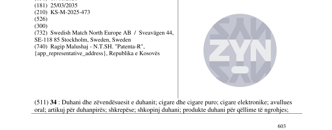 Zëri i markës ZYN në buletin