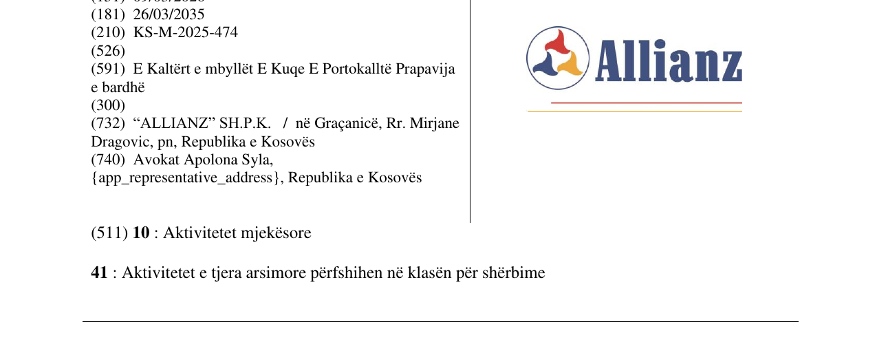 The entry of the trademark Allianz in the bulletin