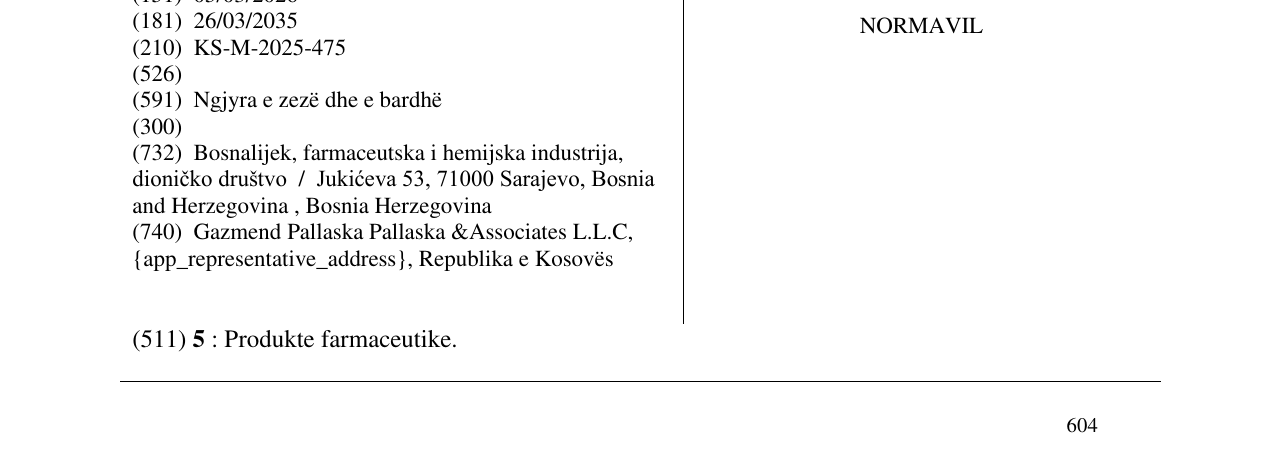 Zëri i markës NORMAVIL në buletin