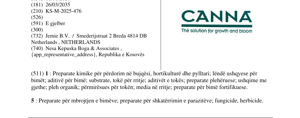 Zëri i markës CANNA në buletin