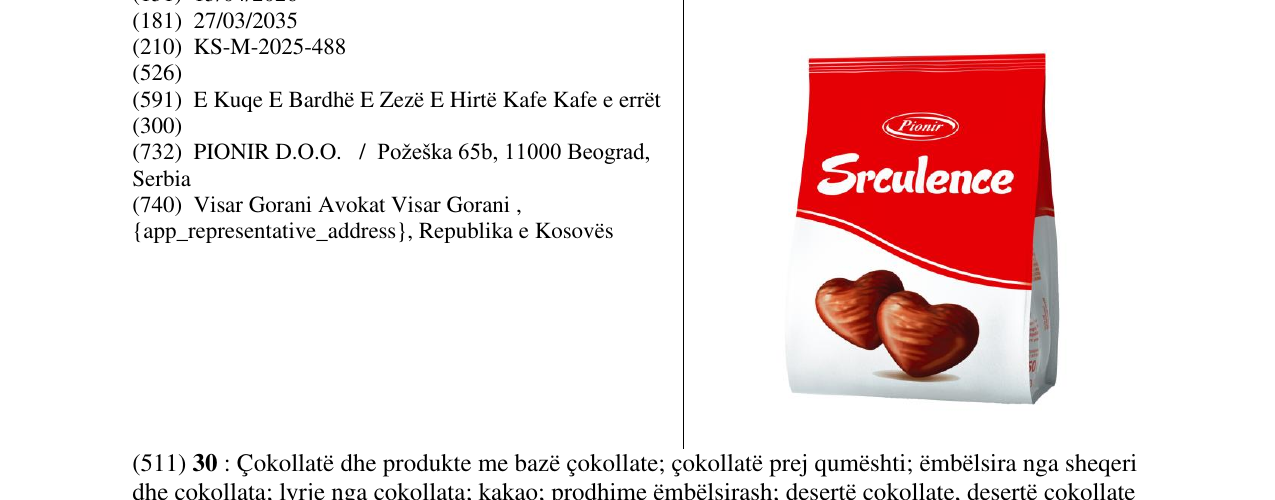 Zëri i markës Srculence në buletin