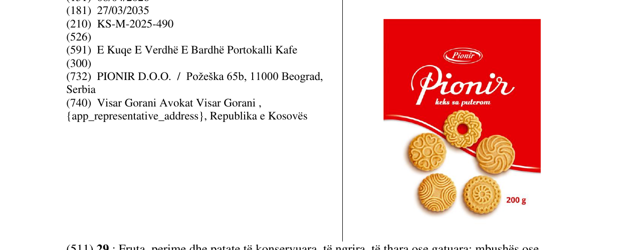 Zëri i markës PIONIR Keks sa puterom në buletin