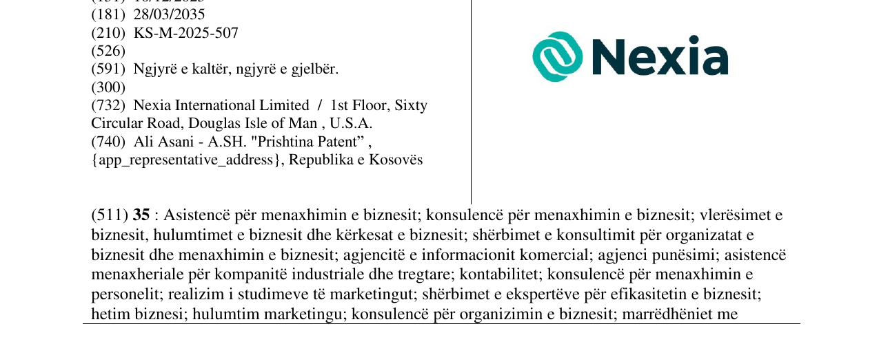 Zëri i markës Nexia në buletin