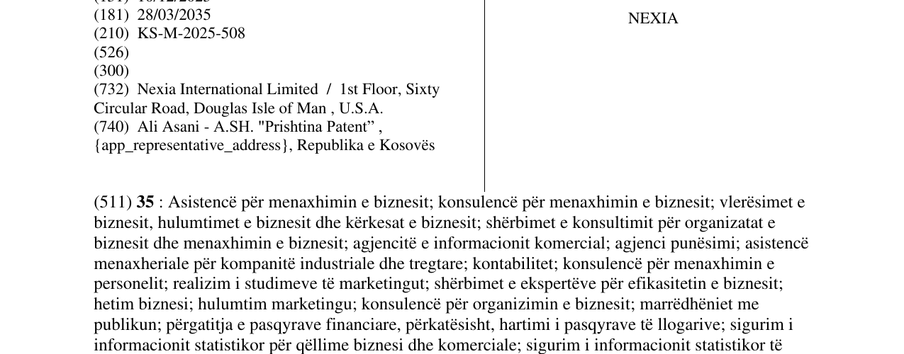 Zëri i markës NEXIA në buletin