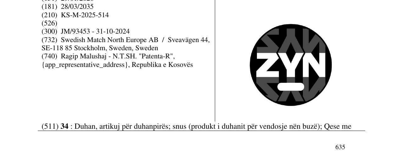 Zëri i markës ZYN në buletin