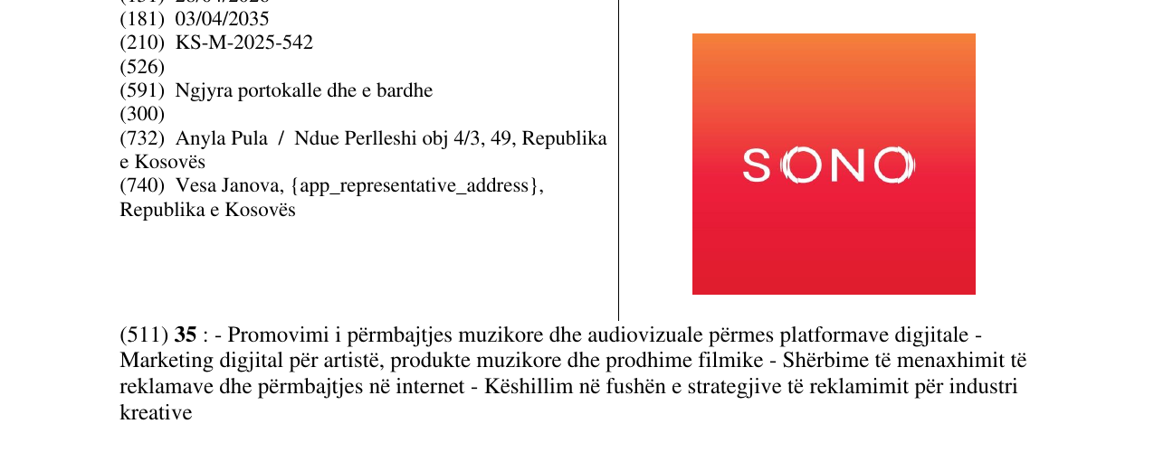 Zëri i markës SONO në buletin