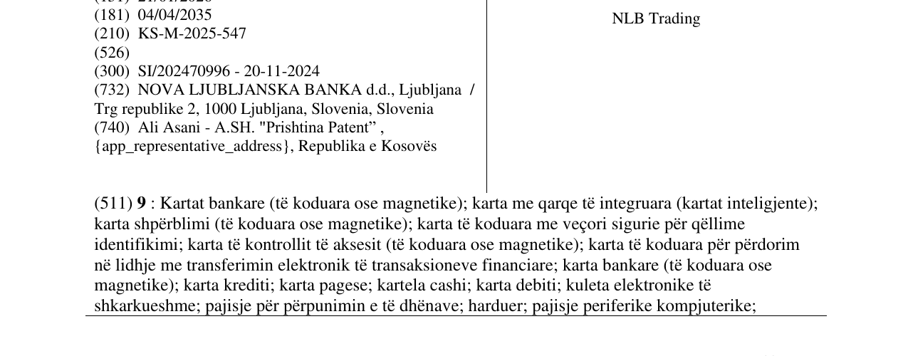 Zëri i markës NLB Trading në buletin