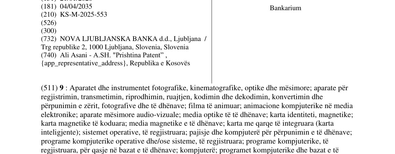 Zëri i markës Bankarium në buletin