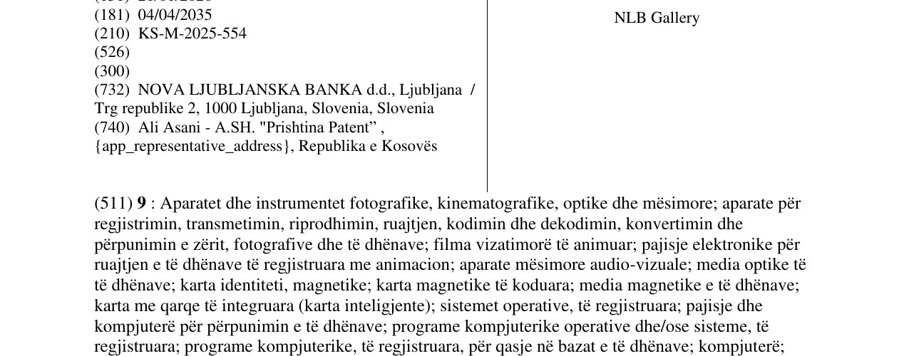Zëri i markës NLB Gallery në buletin