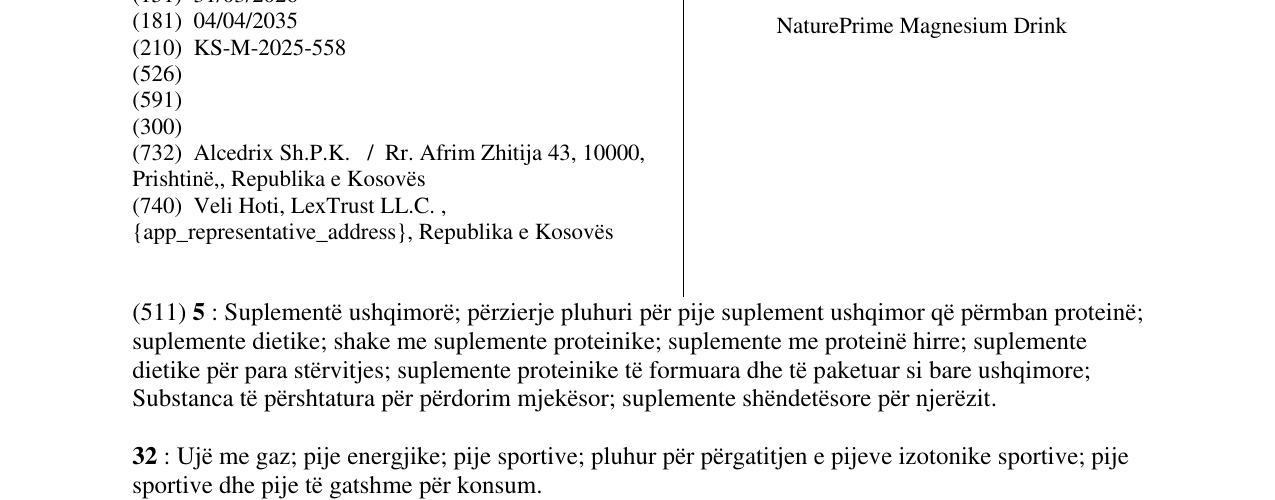 Zëri i markës NaturePrime Magnesium Drink në buletin