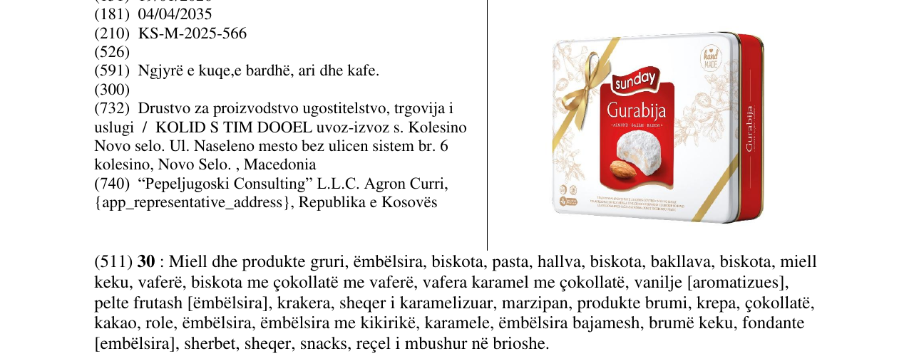 Zëri i markës Gurabija Sunday në buletin