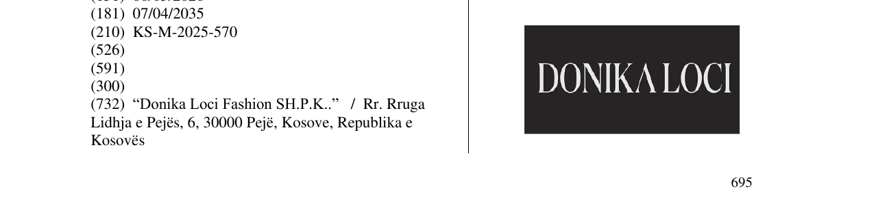 Zëri i markës DONIKA LOCI në buletin