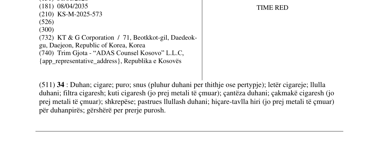 Zëri i markës TIME RED në buletin