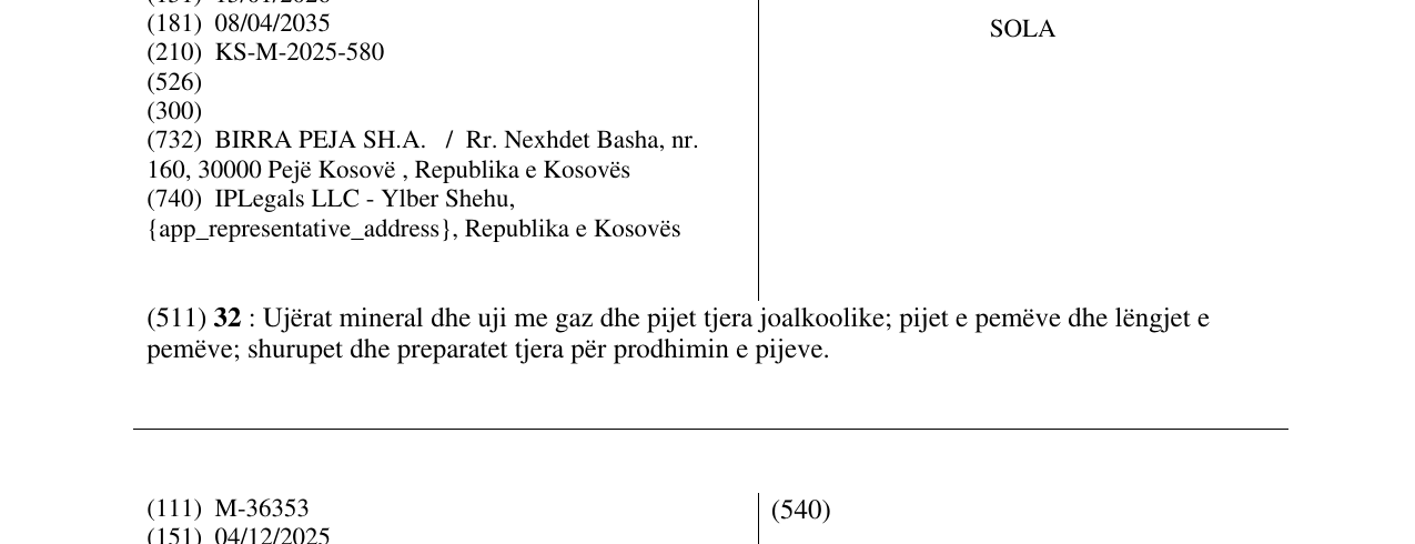 Zëri i markës SOLA në buletin