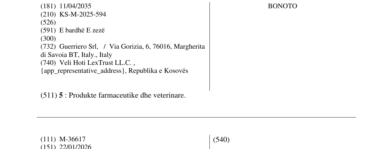 Zëri i markës BONOTO në buletin
