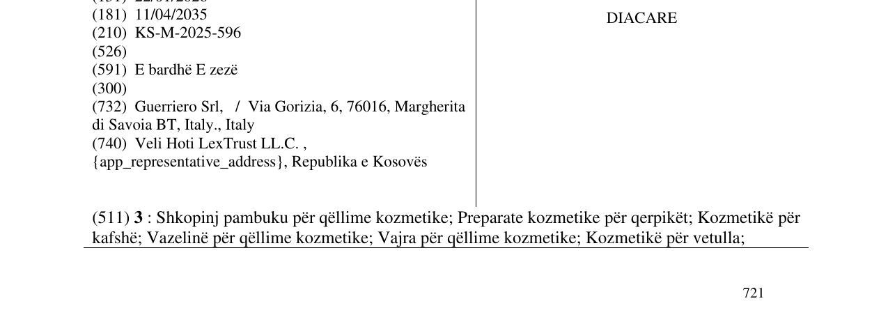 Zëri i markës DIACARE në buletin