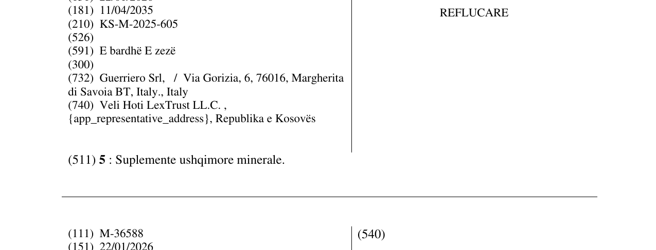 Zëri i markës REFLUCARE në buletin