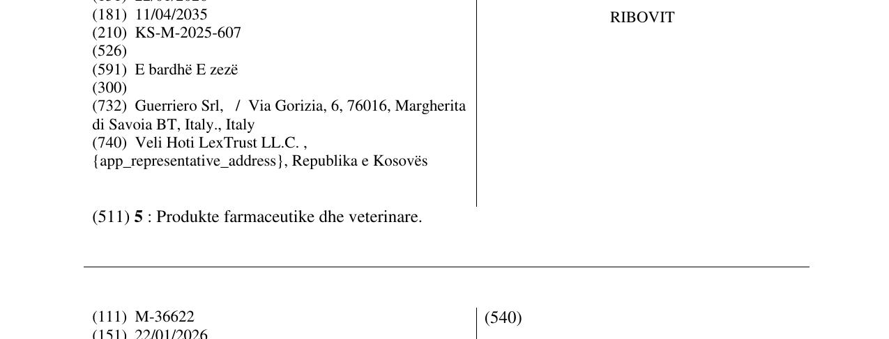 Zëri i markës RIBOVIT në buletin