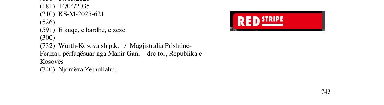 Zëri i markës RED STRIPE në buletin