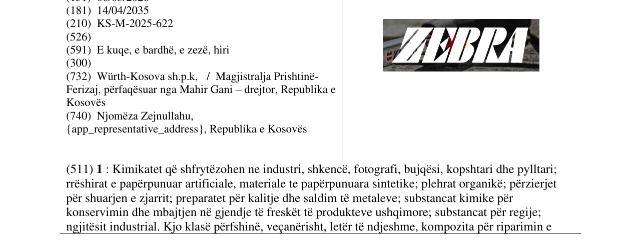 Zëri i markës ZEBRA në buletin