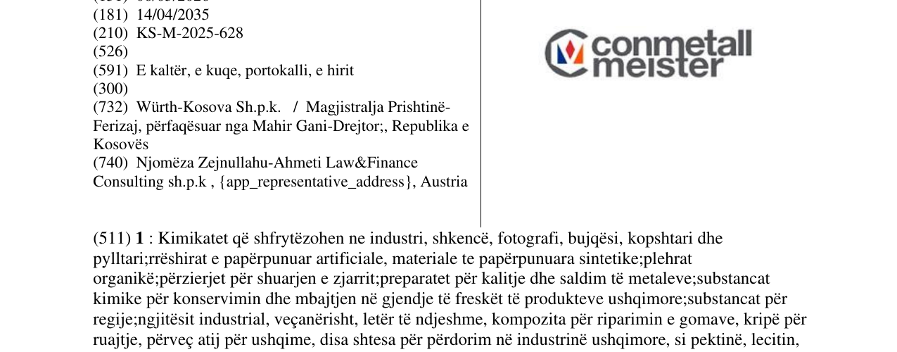 Zëri i markës conmetall meister në buletin