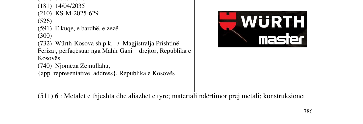 Zëri i markës WURTH master në buletin