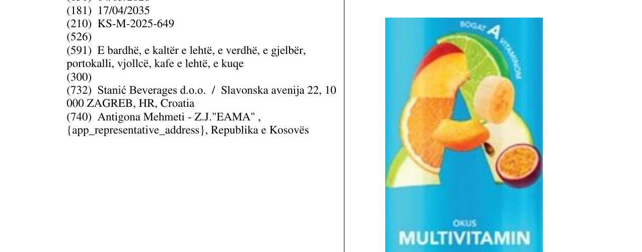 Zëri i markës MULTIVITAMIN në buletin